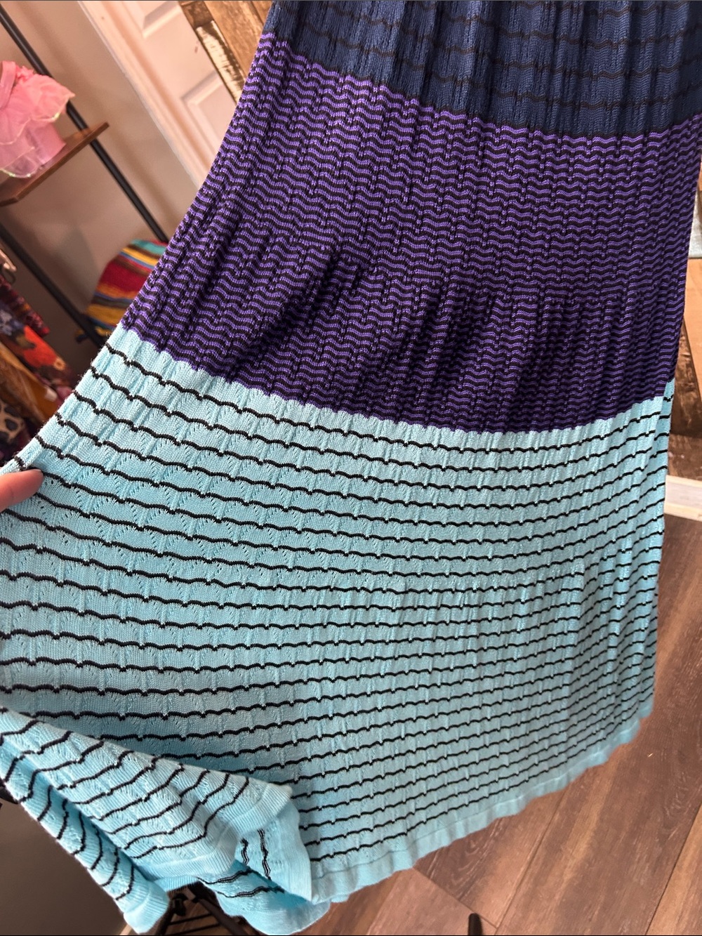 Parker Multicolor Knit Maxi Dress - Red, Light Blue, Navy, Purple. - Picture 7 of 16